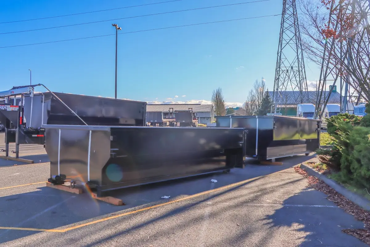 Roll-off dumpster ready for waste disposal at job site for Construction Dumpster Rental in Castaic